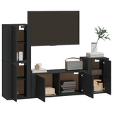 4 Piece TV Cabinet Set Black Engineered Wood