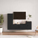 4 Piece TV Cabinet Set Black Engineered Wood