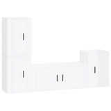 4 Piece TV Cabinet Set High Gloss White Engineered Wood - Front View