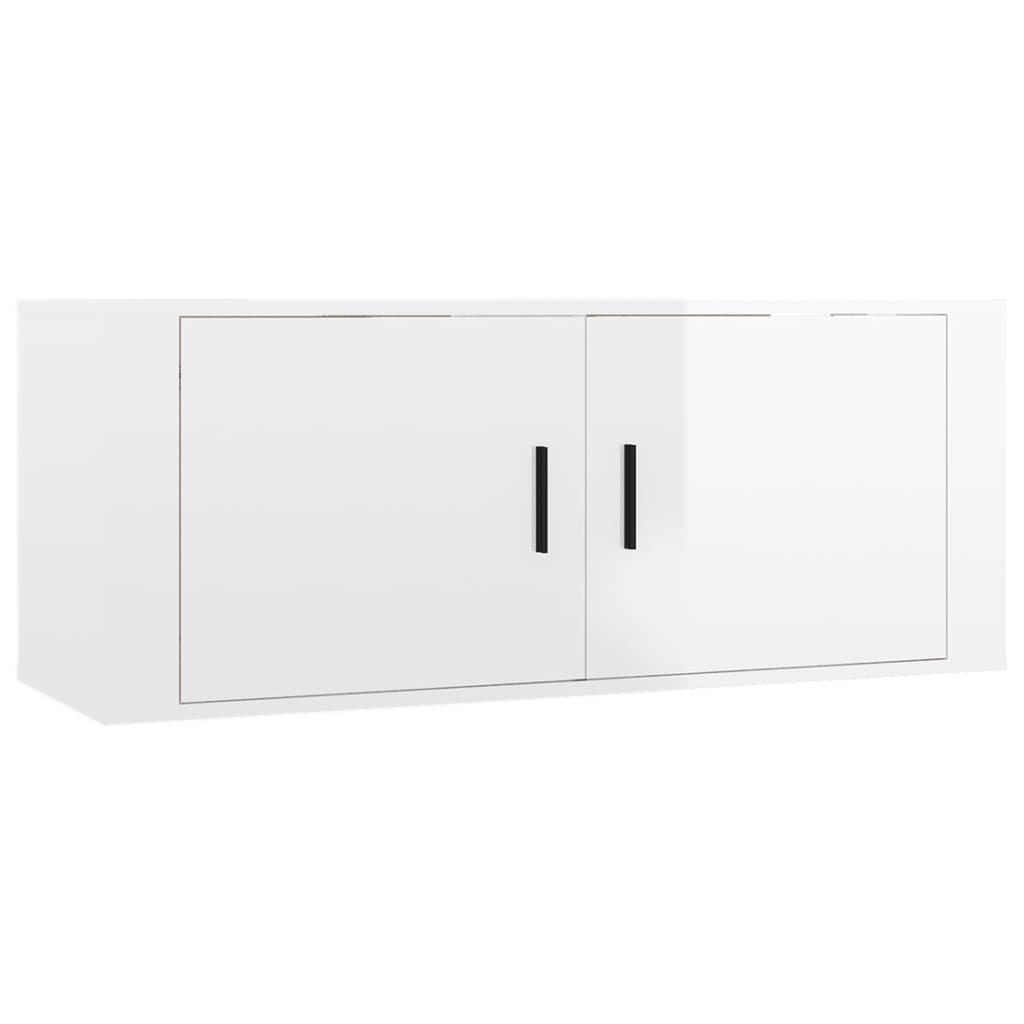 4 Piece TV Cabinet Set High Gloss White Engineered Wood