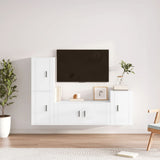 4 Piece TV Cabinet Set High Gloss White Engineered Wood