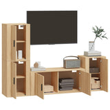 4 Piece TV Cabinet Set Sonoma Oak Engineered Wood - Side View