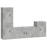 4 Piece TV Cabinet Set Concrete Grey Engineered Wood - Front View