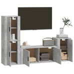 4 Piece TV Cabinet Set Concrete Grey Engineered Wood