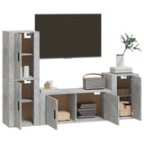 4 Piece TV Cabinet Set Concrete Grey Engineered Wood - Side View