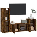4 Piece TV Cabinet Set Smoked Oak Engineered Wood - Side View
