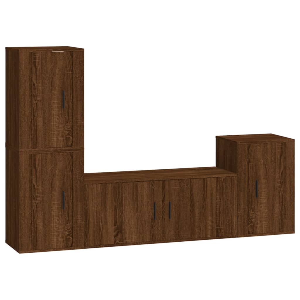 4 Piece TV Cabinet Set Brown Oak Engineered Wood