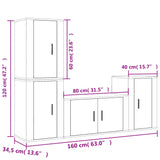4 Piece TV Cabinet Set White Engineered Wood - Close-Up Angle