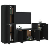 4 Piece TV Cabinet Set Black Engineered Wood - Side View
