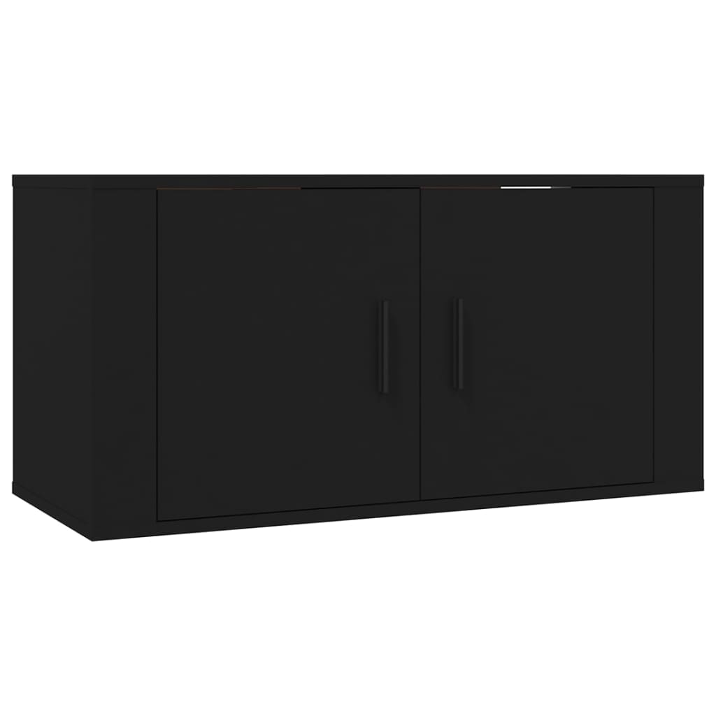 4 Piece TV Cabinet Set Black Engineered Wood