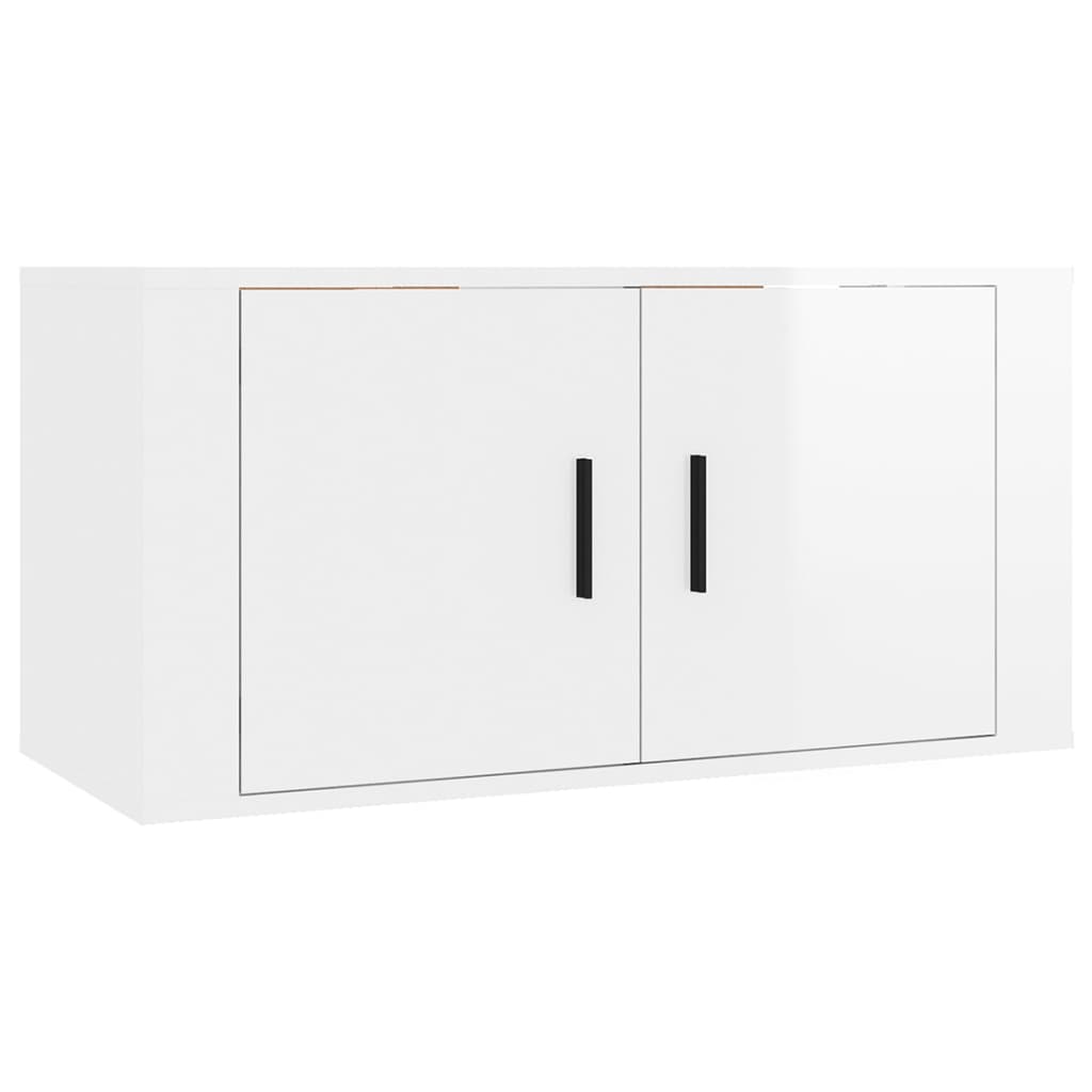 4 Piece TV Cabinet Set High Gloss White Engineered Wood