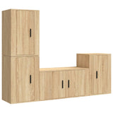 4 Piece TV Cabinet Set Sonoma Oak Engineered Wood - Front View