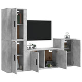 4 Piece TV Cabinet Set Concrete Grey Engineered Wood - Side View