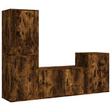 4 Piece TV Cabinet Set Smoked Oak Engineered Wood - Front View