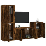 4 Piece TV Cabinet Set Smoked Oak Engineered Wood - Side View