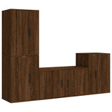 4 Piece TV Cabinet Set Brown Oak Engineered Wood - Front View