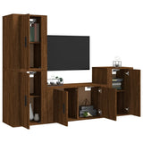 4 Piece TV Cabinet Set Brown Oak Engineered Wood - Side View