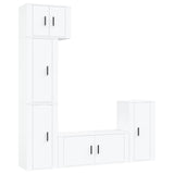 5 Piece TV Cabinet Set White Engineered Wood - Front View