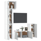 5 Piece TV Cabinet Set White Engineered Wood - Side View