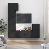 5 Piece TV Cabinet Set Black Engineered Wood