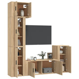 5 Piece TV Cabinet Set Sonoma Oak Engineered Wood - Side View