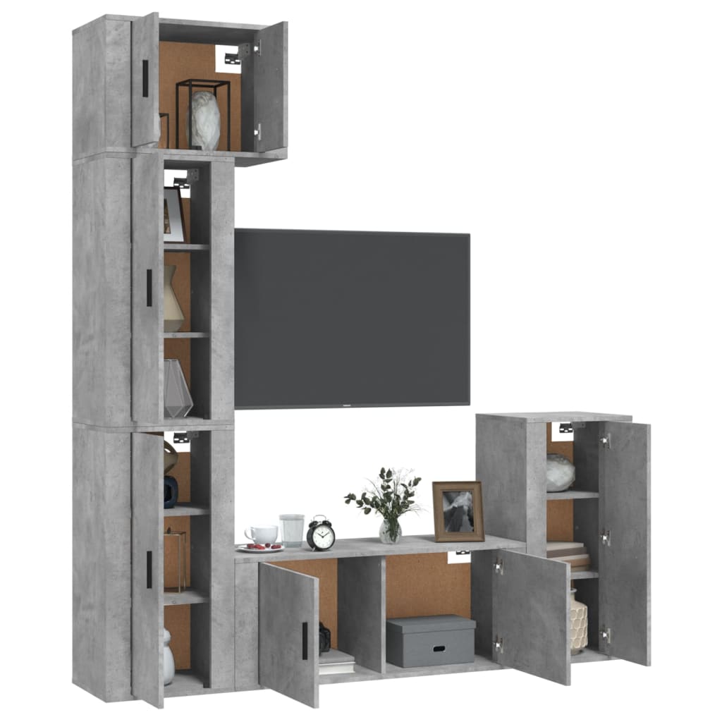 5 Piece TV Cabinet Set Concrete Grey Engineered Wood