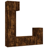 5 Piece TV Cabinet Set Smoked Oak Engineered Wood - Front View