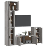 5 Piece TV Cabinet Set Grey Sonoma Engineered Wood - Side View