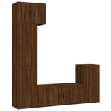 5 Piece TV Cabinet Set Brown Oak Engineered Wood - Front View