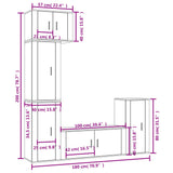 5 Piece TV Cabinet Set Brown Oak Engineered Wood