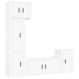 5 Piece TV Cabinet Set White Engineered Wood - Front View