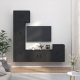 5 Piece TV Cabinet Set Black Engineered Wood