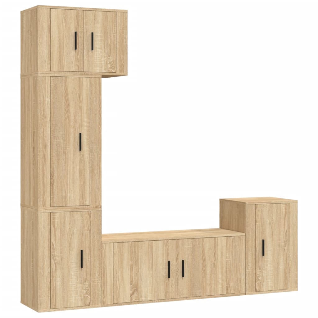 5 Piece TV Cabinet Set Sonoma Oak Engineered Wood