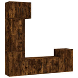 5 Piece TV Cabinet Set Smoked Oak Engineered Wood - Front View