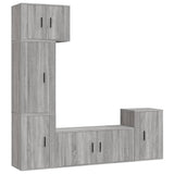 5 Piece TV Cabinet Set Grey Sonoma Engineered Wood - Front View
