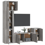 5 Piece TV Cabinet Set Grey Sonoma Engineered Wood - Side View