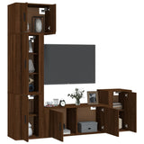 5 Piece TV Cabinet Set Brown Oak Engineered Wood - Side View
