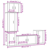 5 Piece TV Cabinet Set Brown Oak Engineered Wood - Extra Image
