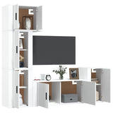 5 Piece TV Cabinet Set White Engineered Wood - Side View