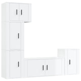 5 Piece TV Cabinet Set High Gloss White Engineered Wood