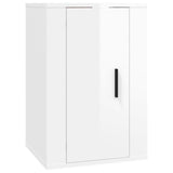 5 Piece TV Cabinet Set High Gloss White Engineered Wood - Rear View