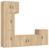 5 Piece TV Cabinet Set Sonoma Oak Engineered Wood - Front View