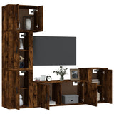 5 Piece TV Cabinet Set Smoked Oak Engineered Wood - Side View