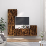 5 Piece TV Cabinet Set Smoked Oak Engineered Wood