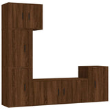 5 Piece TV Cabinet Set Brown Oak Engineered Wood - Front View