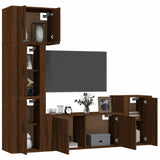 5 Piece TV Cabinet Set Brown Oak Engineered Wood - Side View
