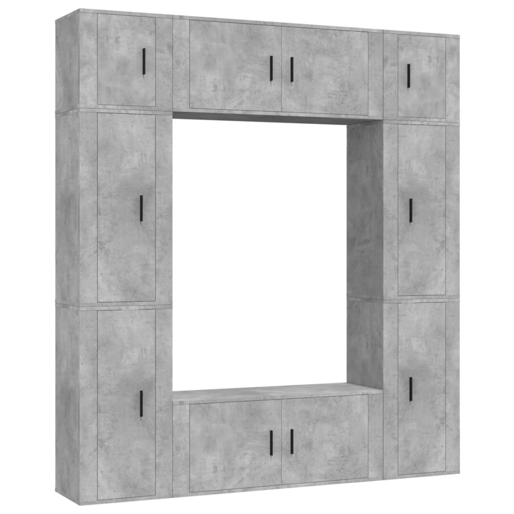 8 Piece TV Cabinet Set Concrete Grey Engineered Wood