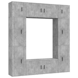 8 Piece TV Cabinet Set Concrete Grey Engineered Wood