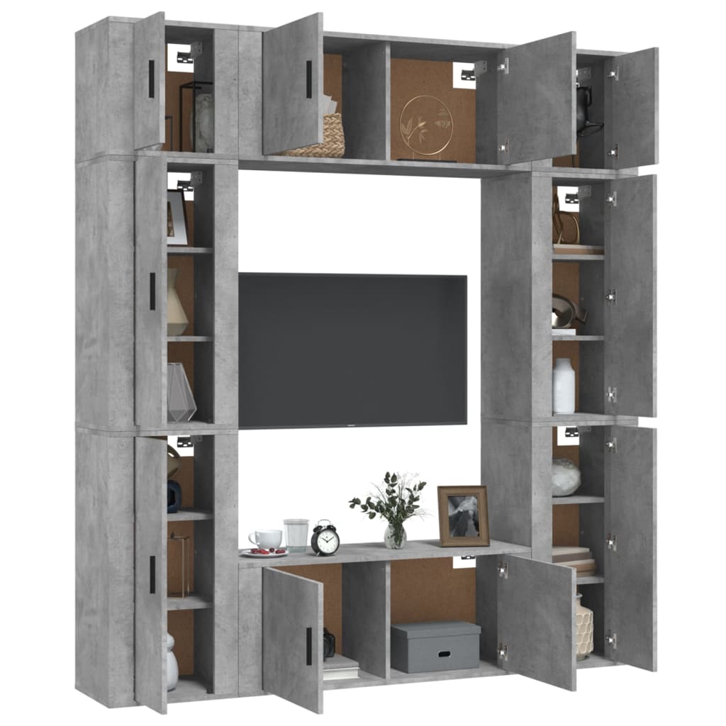 8 Piece TV Cabinet Set Concrete Grey Engineered Wood