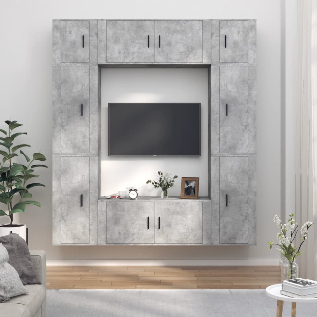 8 Piece TV Cabinet Set Concrete Grey Engineered Wood